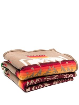Pendleton couverture à motif en jacquard - Marron