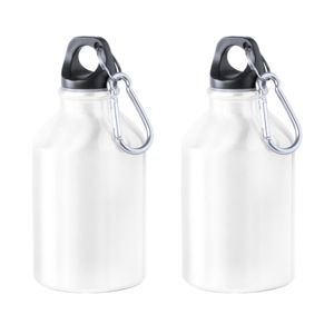 4x Stuks aluminium waterfles/drinkfles wit met schroefdop en karabijnhaak 330 ml