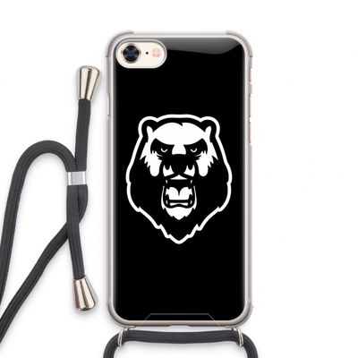 Angry Bear (black): iPhone 8 Transparant Hoesje met koord