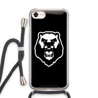 Angry Bear (black): iPhone 8 Transparant Hoesje met koord