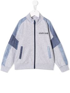 Roberto Cavalli Junior Veste de survêtement à patchwork - Gris