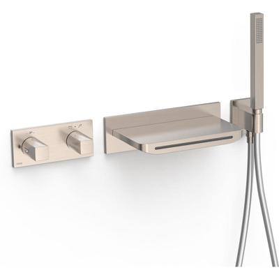 Badkraan Tres B-System | Inbouw | Thermostaatkraan | Incl.Inbouwdeel | Waterval uitloop | 2-weg | Rechthoek | RVS look