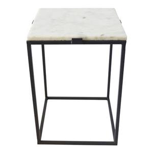 LOFT42 Marble Bijzettafel Vierkant Wit - Metaal - Marmer - 32x32x46