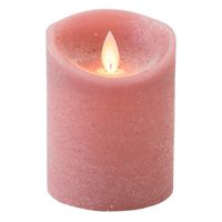 1x Antiek roze LED kaars / stompkaars met bewegende vlam 10 cm - thumbnail