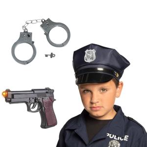 Politie agent verkleed set - 3 delig - kinderen - politiepet blauw en accessoires