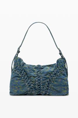 Grote gevlochten denim tas - BLUE - U
