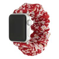 Apple Watch Nylon Scrunchie Band - Bloemen Rood - 38, 40, 41 & 42mm - SM Apple Watch Nylon Scrunchie Band - Bloemen Rood - 38, 40, 41 & 42mm - SM