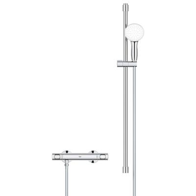 GROHE Grohtherm 500 Doucheset - thermostatische douchekraan - met glijstangset - 90cm - ronde handdouche - 3 straalsoorten - gladde doucheslang - chroom 34797001