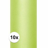 10x Rollen tule stof licht groen 15 cm breed