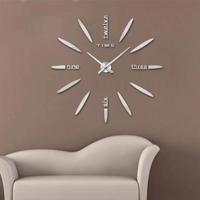 Slaapkamer Home decor grote 3D spiegel DIY muur sticker klok grootte: 100 * 100cm (zilver)