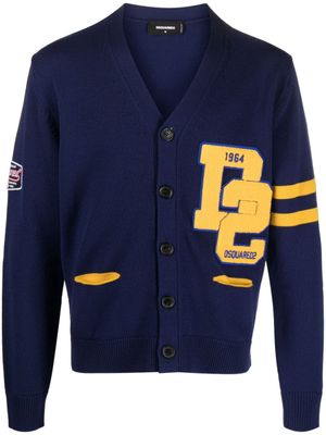 DSQUARED2 cardigan College Shetland en laine - Bleu