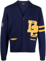 DSQUARED2 cardigan College Shetland en laine - Bleu