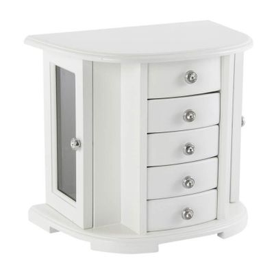 Sieradenkist/juwelenkist met lades wit van hout 26 x 18 x 23 cm