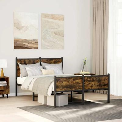 Bedframe zonder matras metaal gerookt eikenkleurig 120x190 cm