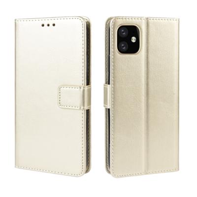 Retro Crazy Horse textuur horizontale Flip lederen case voor de iPhone XIR 2019 6 1 inch met houder & card slots & fotolijst (goud)