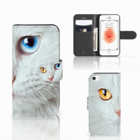 Apple iPhone 5 | 5s | SE | Telefoonhoesje | Met pasjeshouder | Witte Kat