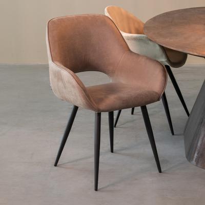 LABEL51 Eetkamerstoel Fer - Taupe - Micro Suede - Black Frame