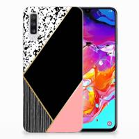 Samsung Galaxy A70 | TPU Hoesje | Zwart Roze Vormen