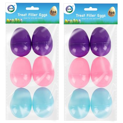Set van 12x stuks kunststof surprise paaseitjes multi-kleur 6 cm