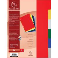 Exacompta tabbladen voor ft A4, uit PP 12/100e, 6 tabs, geassorteerde kleuren