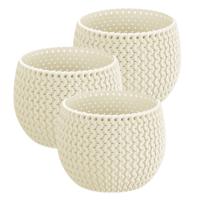 Plantenpot/bloempot Splofy - 3x - creme wit - kunststof - D24 x H16 cm - binnen/buiten pot