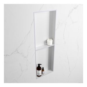 Wandnis Solid Surface Easy | In- en opbouw | 30x150x8 cm | 2 vakken | Cale/Talc