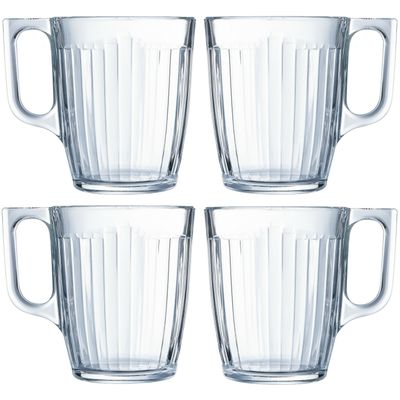 Luminarc Theeglazen Leeds - 24x - transparant bewerkt glas - 8 x 11 cm - 320 ml