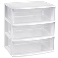 Ladeblokje/spullen storage organizer 3x lades - wit/transparant - L56 x B40 x H61 cm