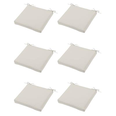 Stof Textile Tuin stoelkussen - 6x - lichtbeige - 40 x 40 x 5 cm - touwtjes sluiting - voor buiten