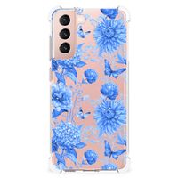 Case voor Samsung Galaxy S21 FE Flowers Blue - thumbnail
