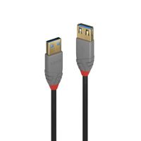 Lindy 36760 0.5m USB A USB A Mannelijk Vrouwelijk Zwart USB-kabel