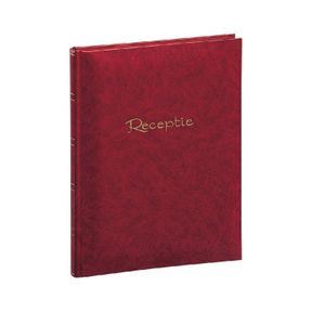 Rood receptiealbum gastenboek garen gebonden 48 paginas 205 x 260 mm   -