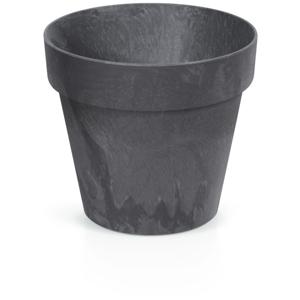 Bloempot/plantenpot - betonlook - antraciet - kunststof - Dia 14 cm