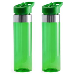 Set van 2x stuks bidon/drinkfles/waterfles 650 ml groen van kunststof