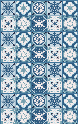 Blauwe sneeuwvlok tegels Kerstmis vinyl tapijt