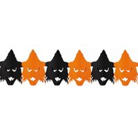 Halloween/Horror thema heksen/vogelverschrikkers feestslinger oranje/zwart 3 meter - Feestslingers - thumbnail