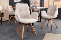 Draaibare design stoel BALTIC beige Boucle naturel eiken massief houten poten met armleuning - 44199