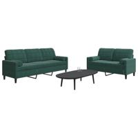2-delige Loungeset met kussens en bolsters fluweel donkergroen