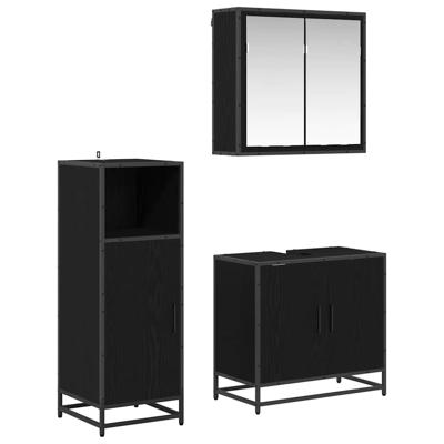 Badkamermeubelset met opslag 3 pcs Zwart eiken 60 x 33 x 60 cm