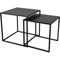 Bijzettafel Set van 2 - Zwart Metaal en MDF - Moderne Consoletafels