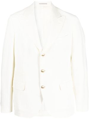 Brunello Cucinelli blazer en lin à boutonnière - Tons neutres