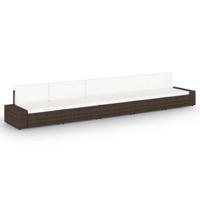 5-delige Loungeset met kussens poly rattan bruin