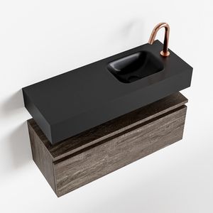 Toiletmeubel Mondiaz Andor | 80 cm | Meubelkleur Dark brown | Lex vrijhangend wastafel Urban Rechts | 1 kraangat