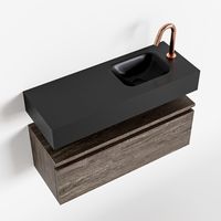 Toiletmeubel Mondiaz Andor | 80 cm | Meubelkleur Dark brown | Lex vrijhangend wastafel Urban Rechts | 1 kraangat