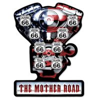 V-Twin Route 66 The Mother Road Zwaar Metalen Bord