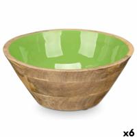 Kom GiftDecor MALI-701 G Groen Glazuur Mangohout 24,3 x 10,5 x 24,3 cm (6 Stuks)