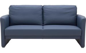 Goossens Excellent Bank More blauw, leer, 3-zits, stijlvol landelijk