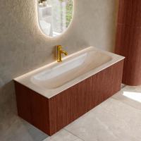 Badmeubel Mondiaz Kurve-Dlux | 110 cm | Meubelkleur Ruby | Wastafelkleur Meli | Solid surface | Wasbak midden spoelbak | 1 kraangat