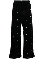 R13 pantalon en velours côtelé à logo brodé - Noir