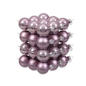 36x stuks glazen kerstballen salie paars (lilac sage) 4 cm mat/glans - Kerstbal